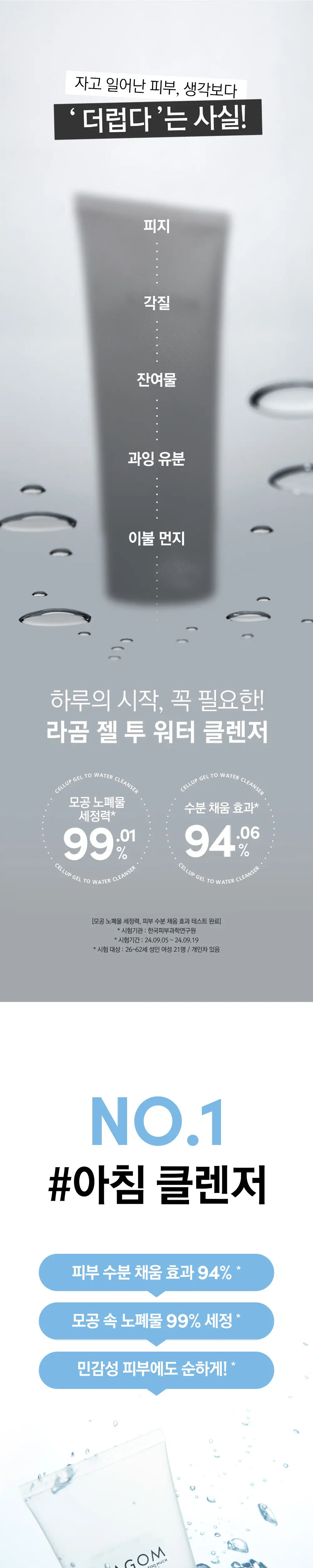 [수분민감/아침세안] 라곰 셀럽 젤 투 워터 클렌저 170ml x 2 상세페이지 6